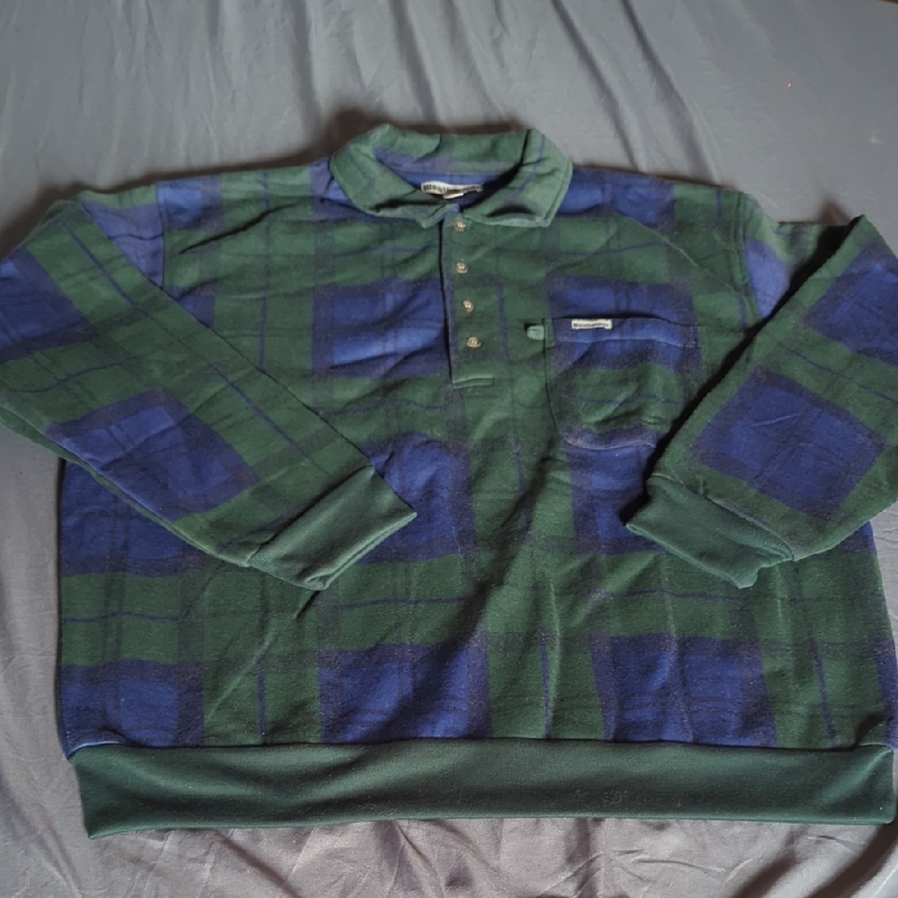 Green and Blue Plaid Men's Shirt